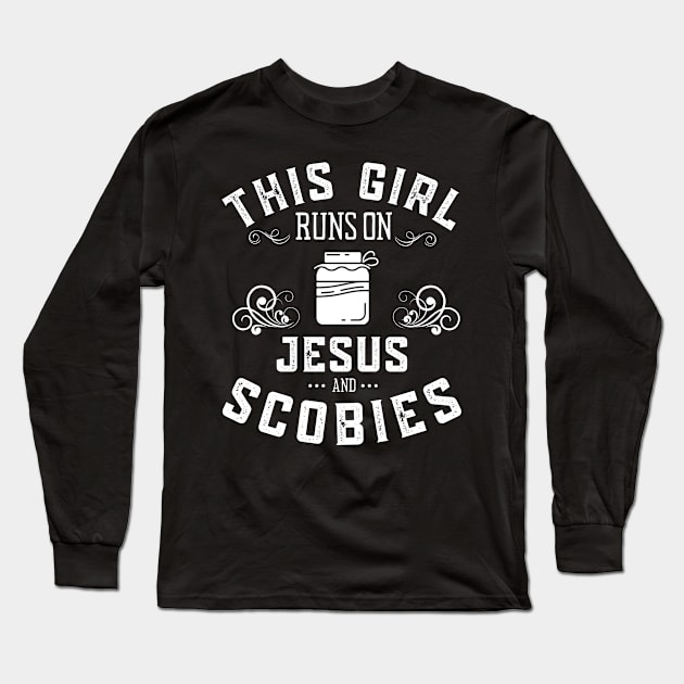 This Girl Runs On Jesus And Kombucha Scobies Long Sleeve T-Shirt by MalibuSun